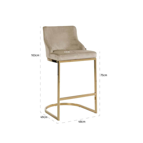 Mia Gold & Khaki Velvet Bar Stool